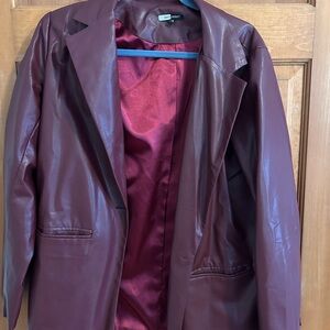 Burgundy Faux Leather Jacket